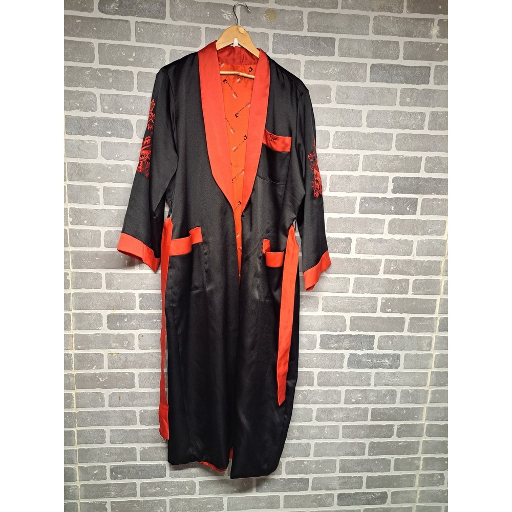 Pierre Cardin Paris Vintage Black and Red Reversible Dragon Bath Robe L/XL‎